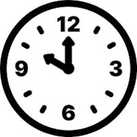 a black and white clock on a white background